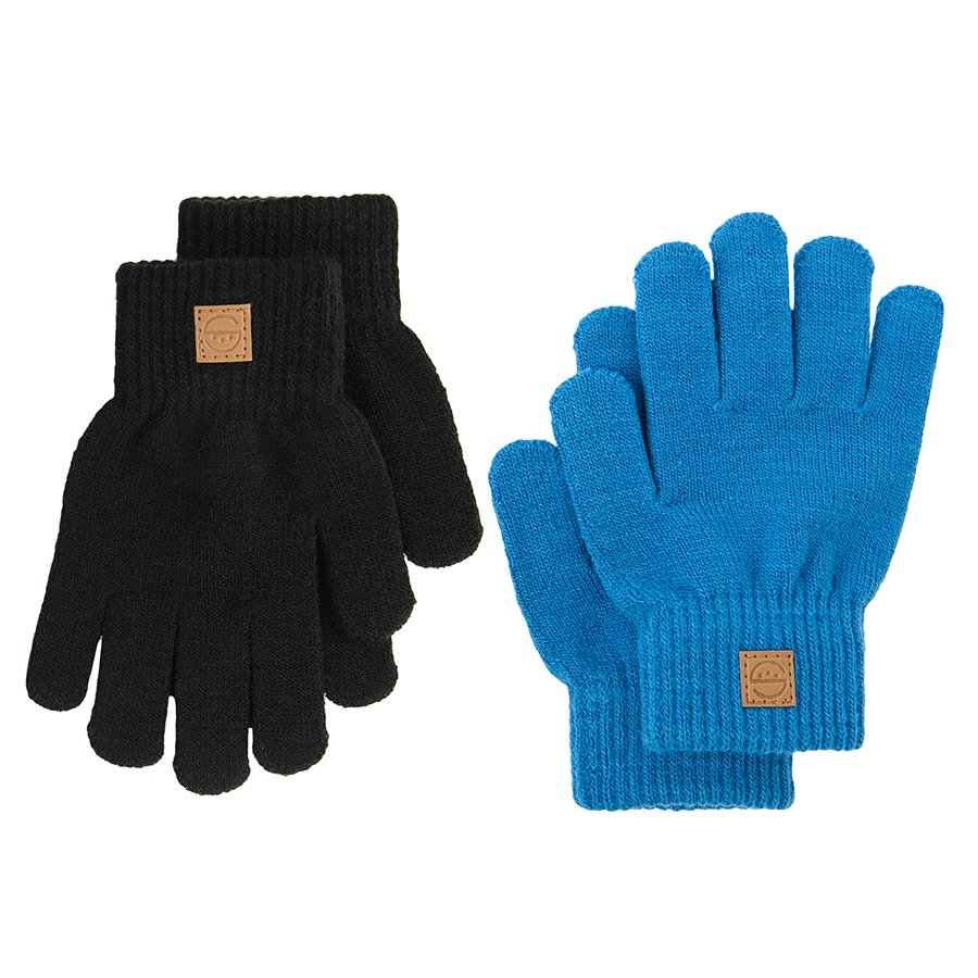 Blue and black gloves- 2 pack