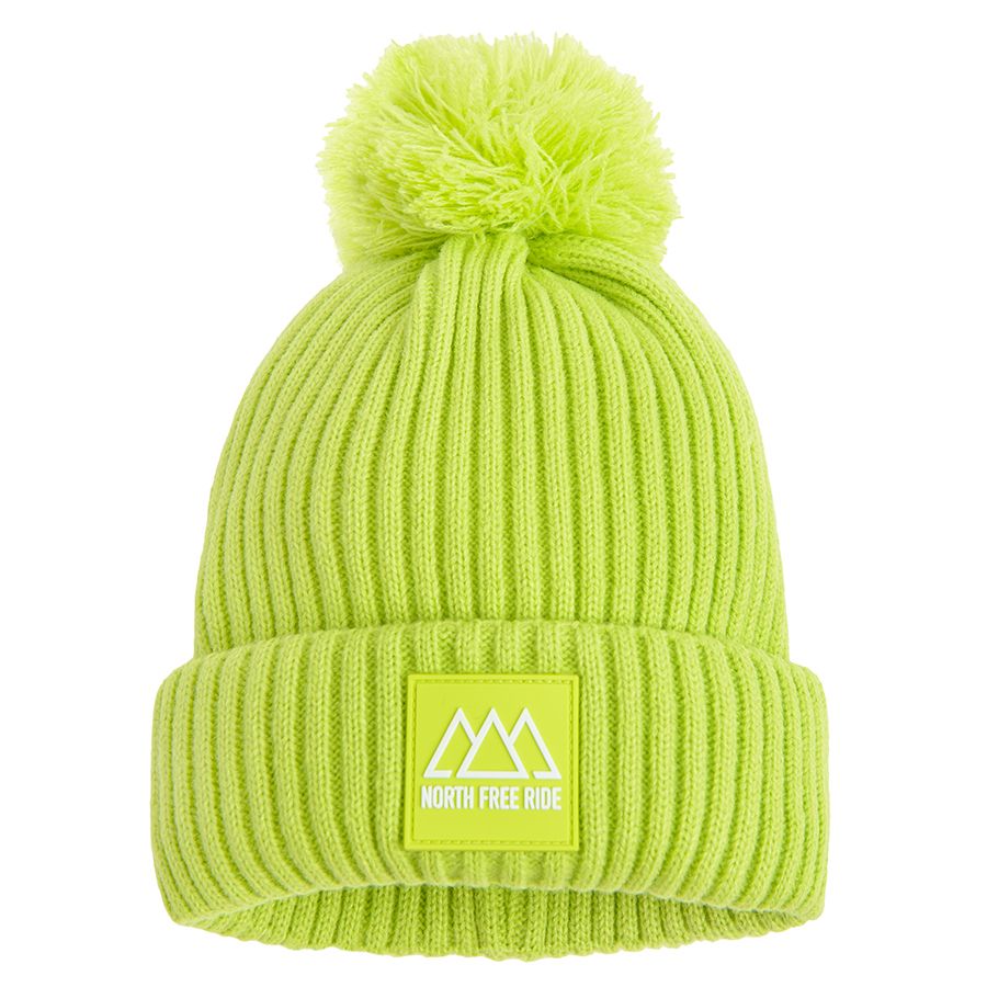 Neon yellow cap with pom pom