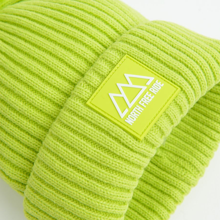 Neon yellow cap with pom pom