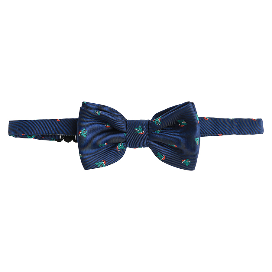 Blue bow tie with Christmas print