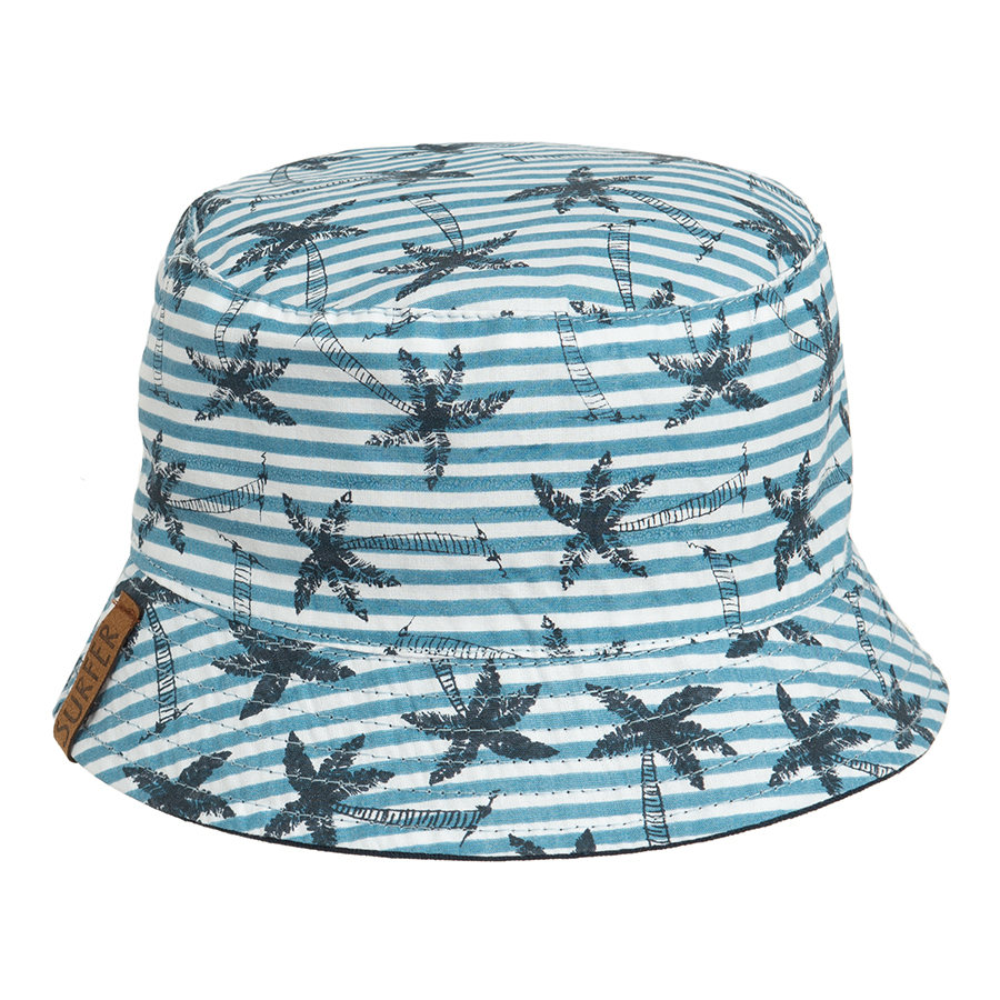 Blue and light blue wit palm tress print reversible hat