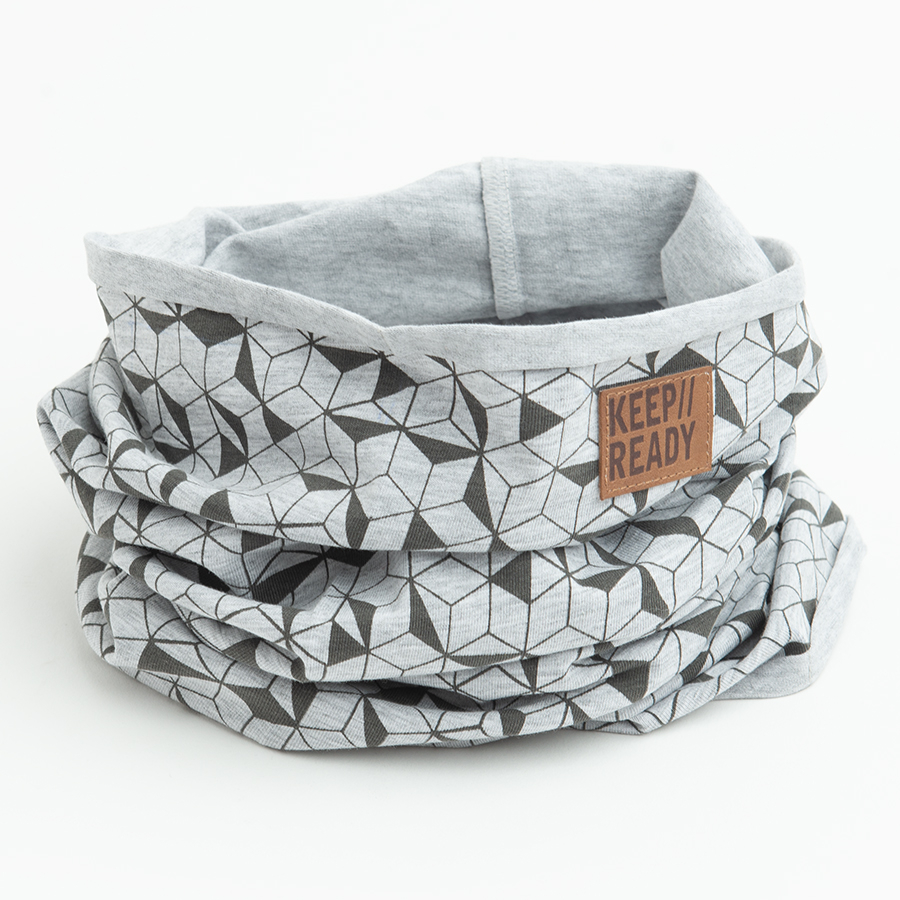 Grey with geometrical patterns print neckerchief