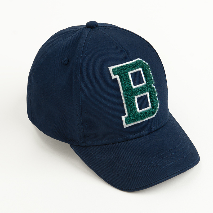 Blue jockey hat with B print