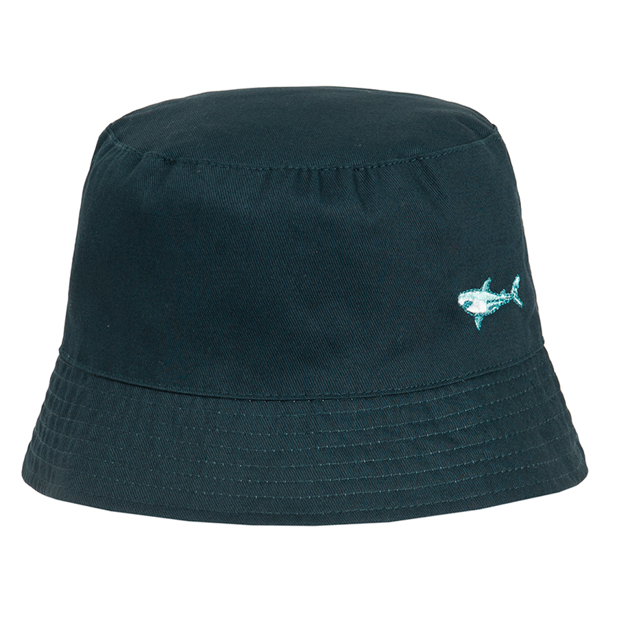 Blue and light blue with sharks print reversible hat