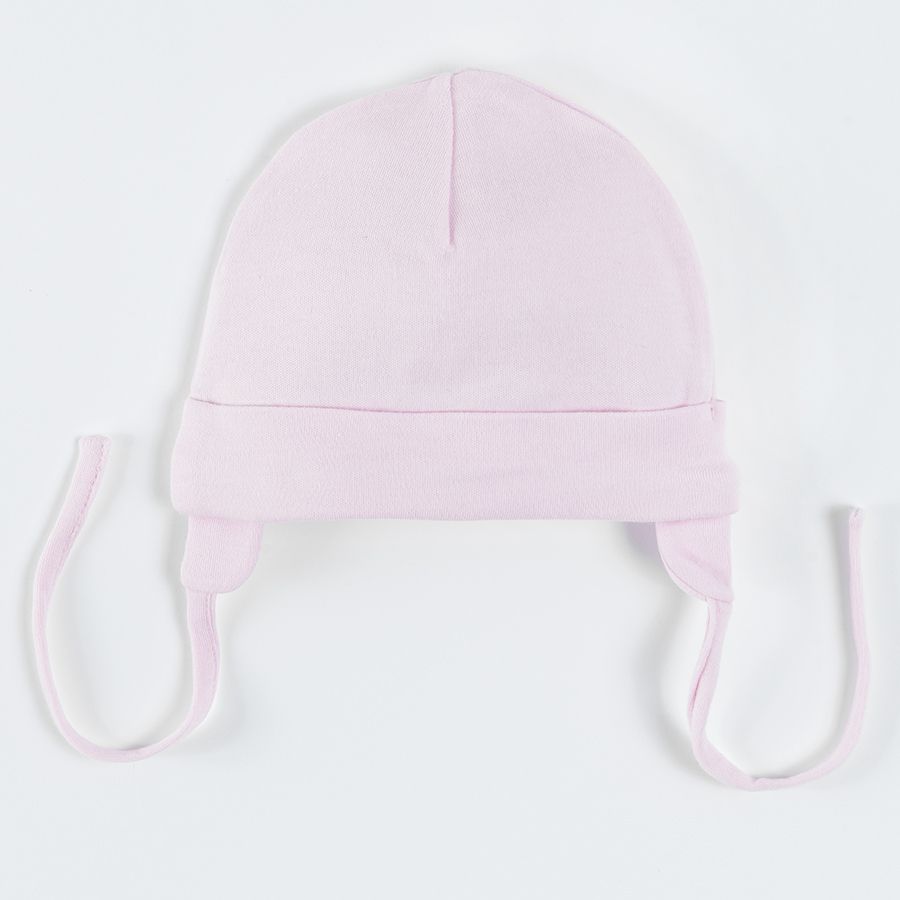 Pink cotton hats with side laces and geese print