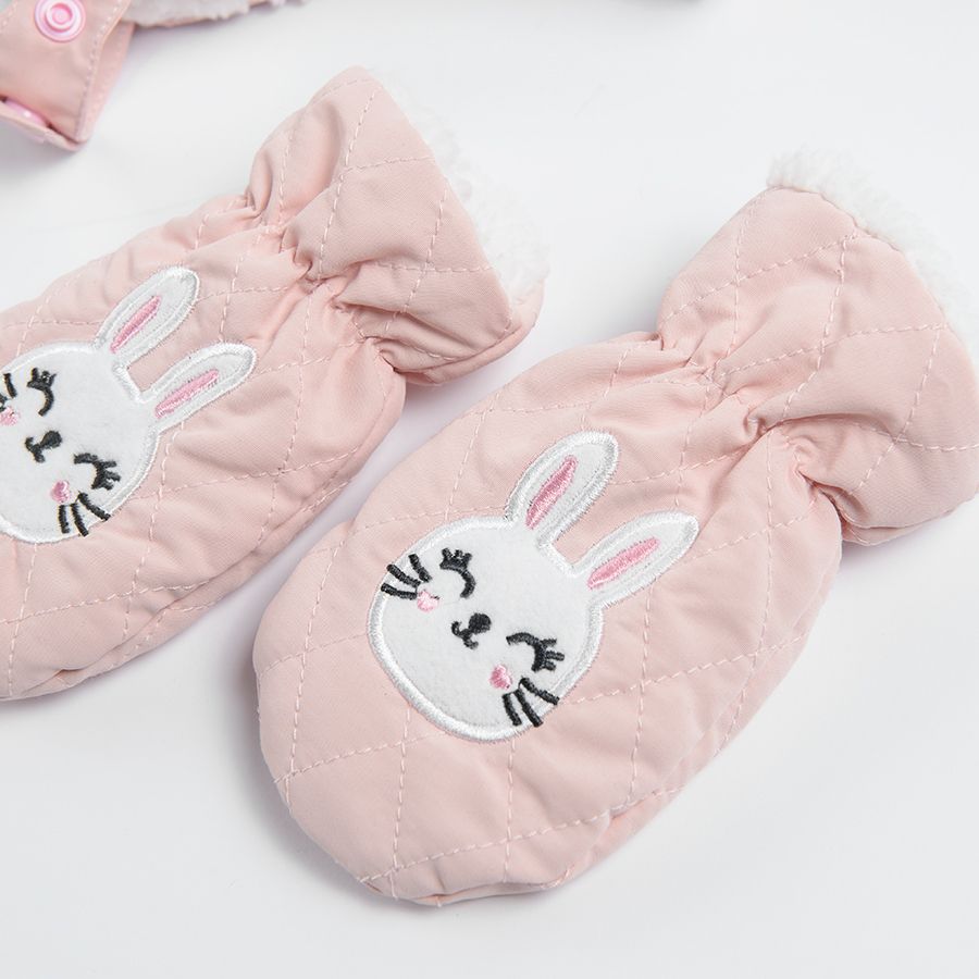 Winter set rabbit hat and mittens
