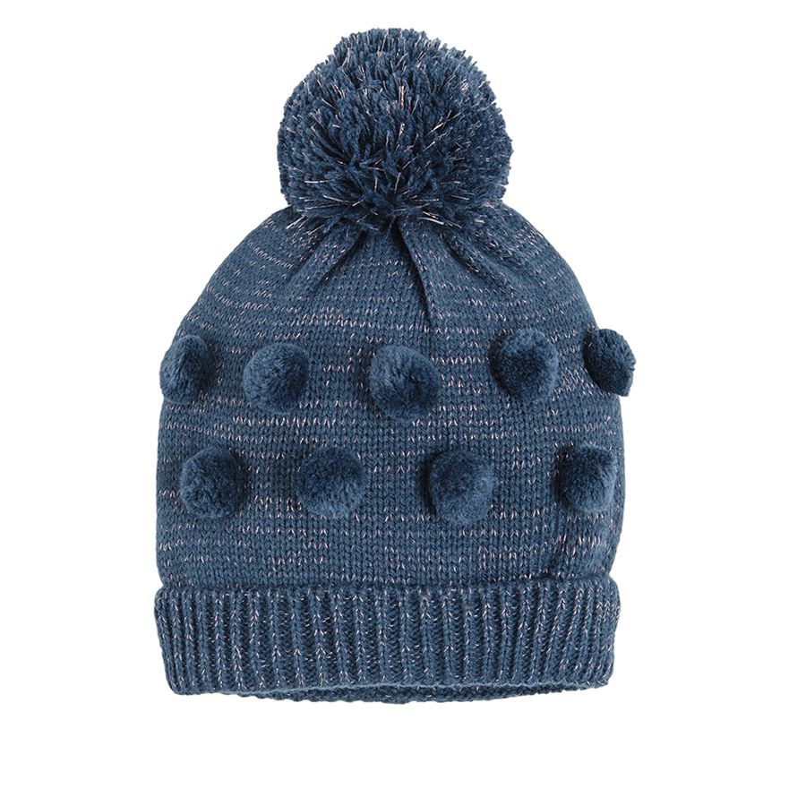Navy blue cap with pom poms