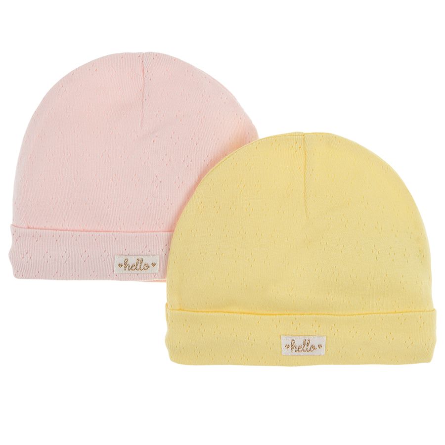 Pink and yellow all year around beanies - 2 pack