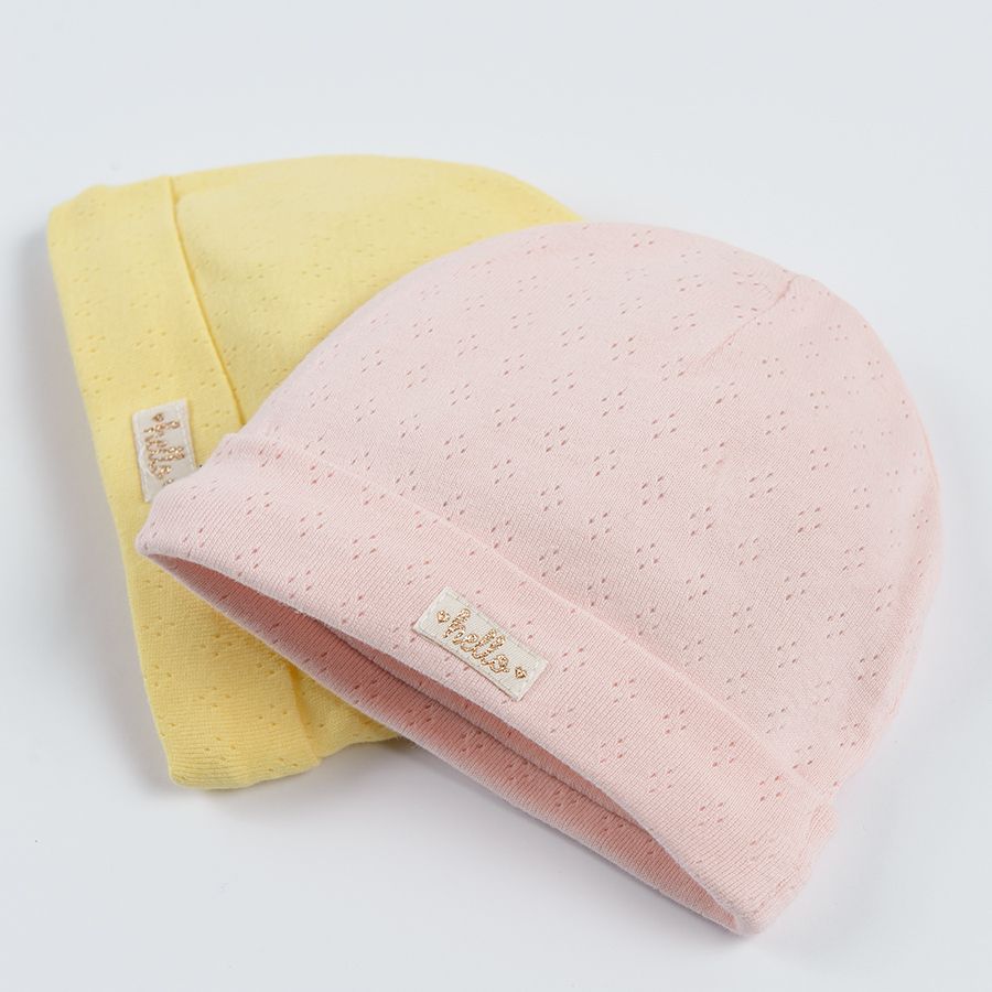 Pink and yellow all year around beanies - 2 pack