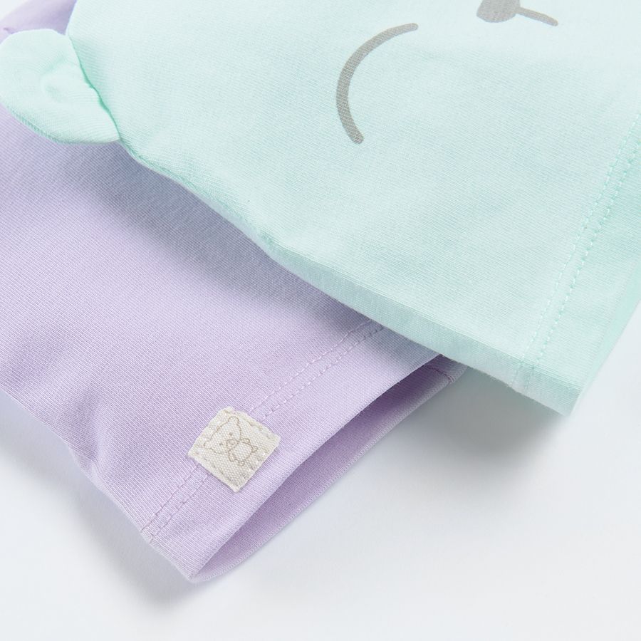 Mint and purple all year round beanies - 2 pack