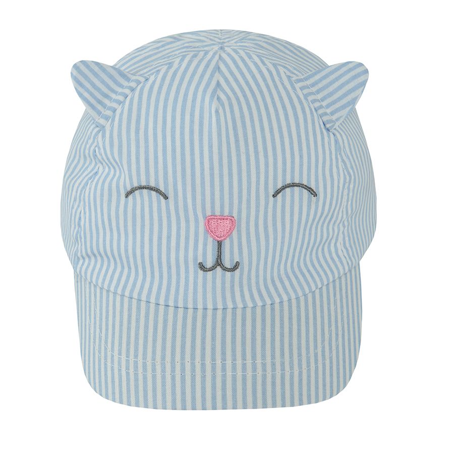 Light blue jockey cap with kitten print and ears