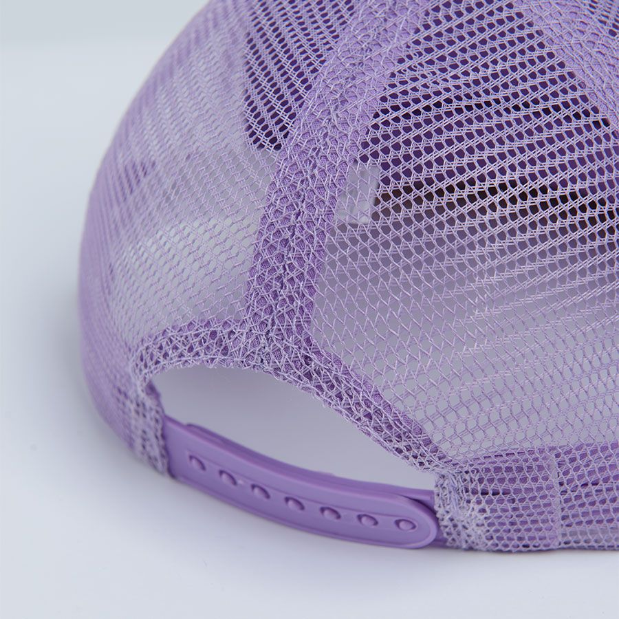 Lilac jockey cap with palm tree and ALOHA print