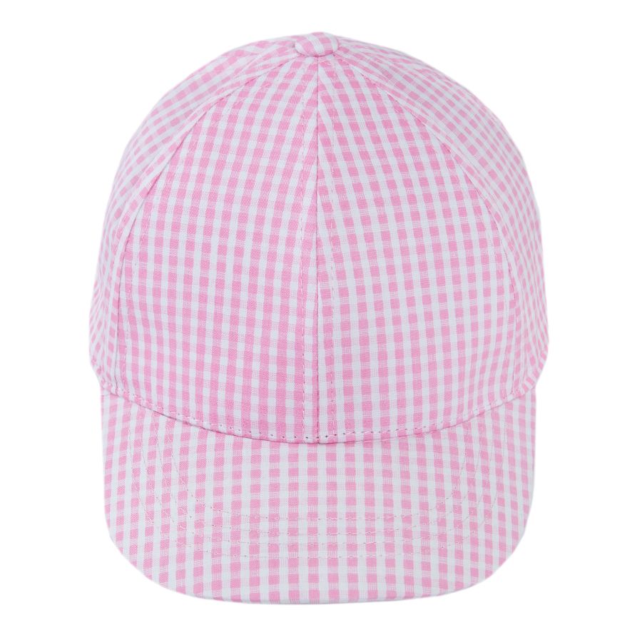 Pink checked jockey cap