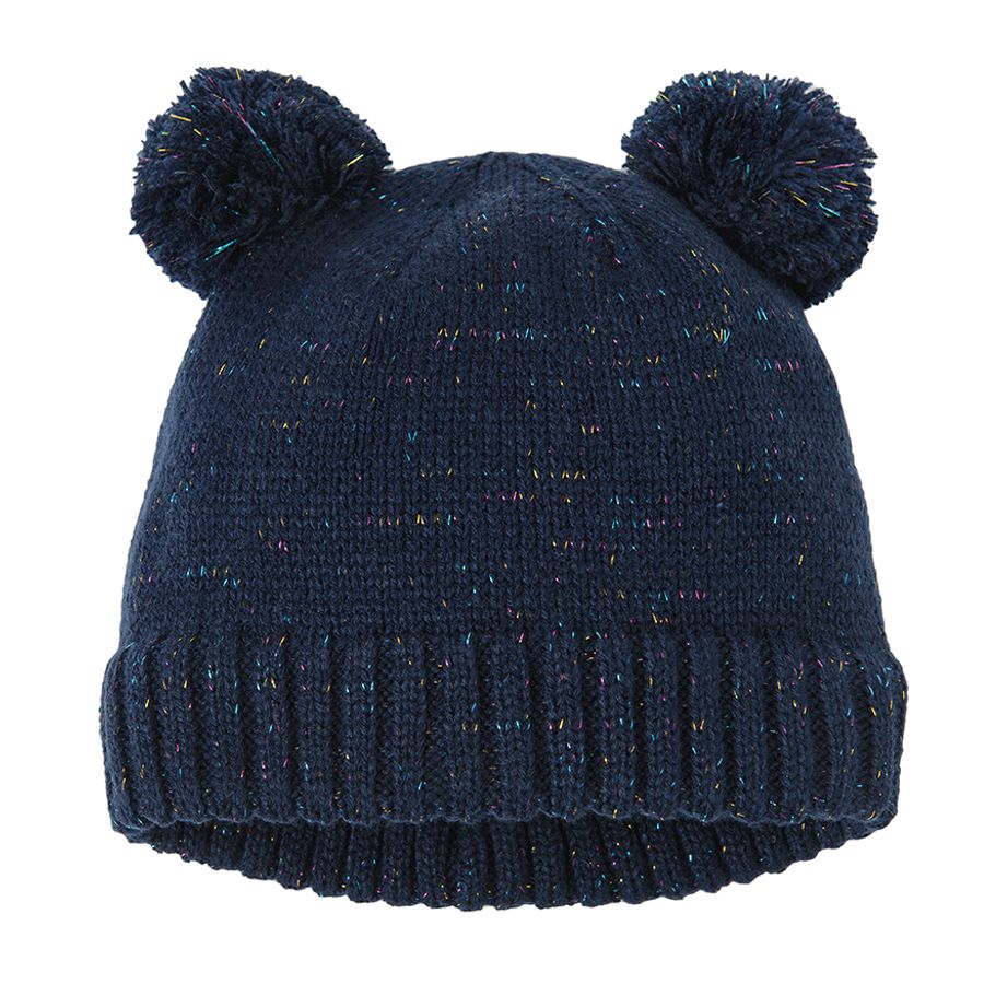 Σκούφος μπλε με pom pom