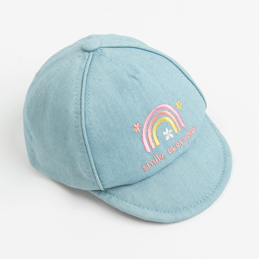 Denim jockey hat with rainbow SMILE EVERYDAY print