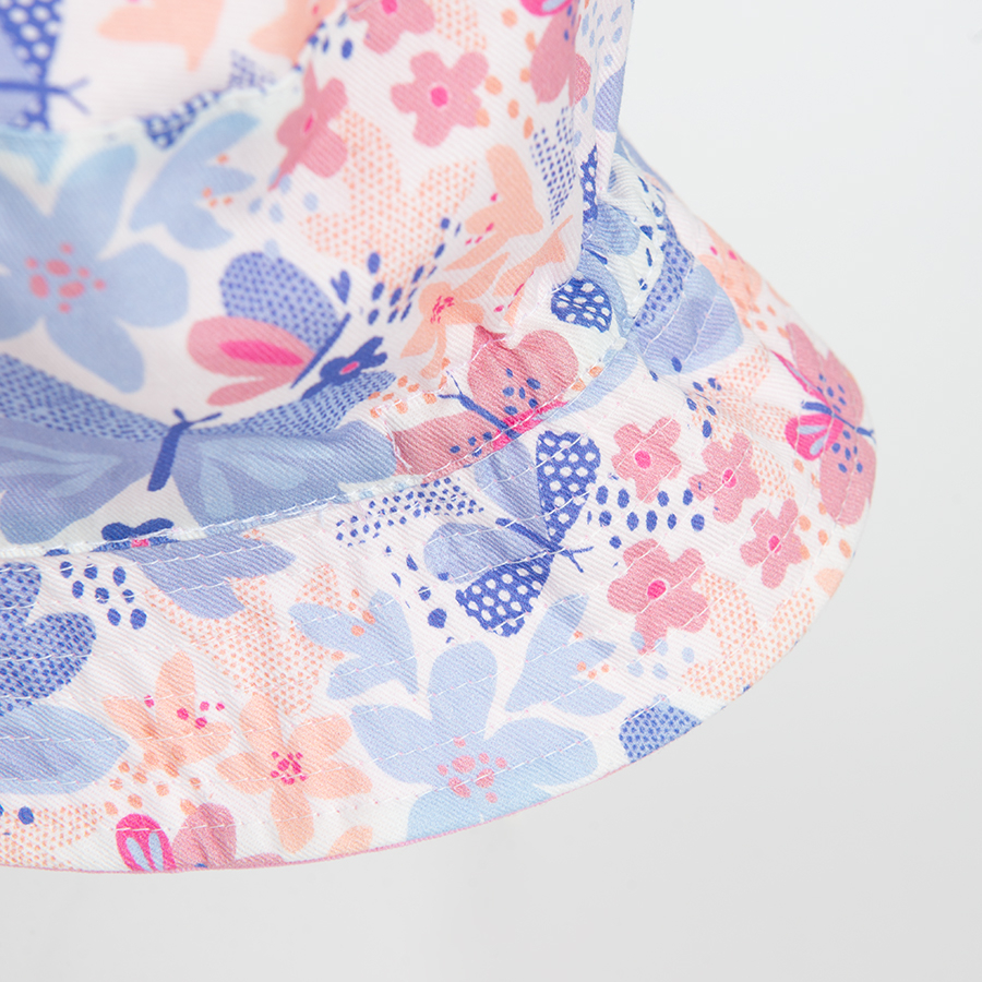 Pink and floral reversible summer hat