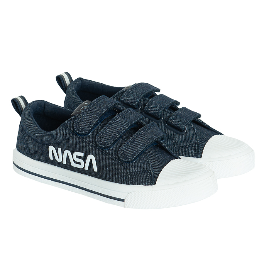 Παπούτσια πάνινα μπλε σκούρο με βέλκρο NASA