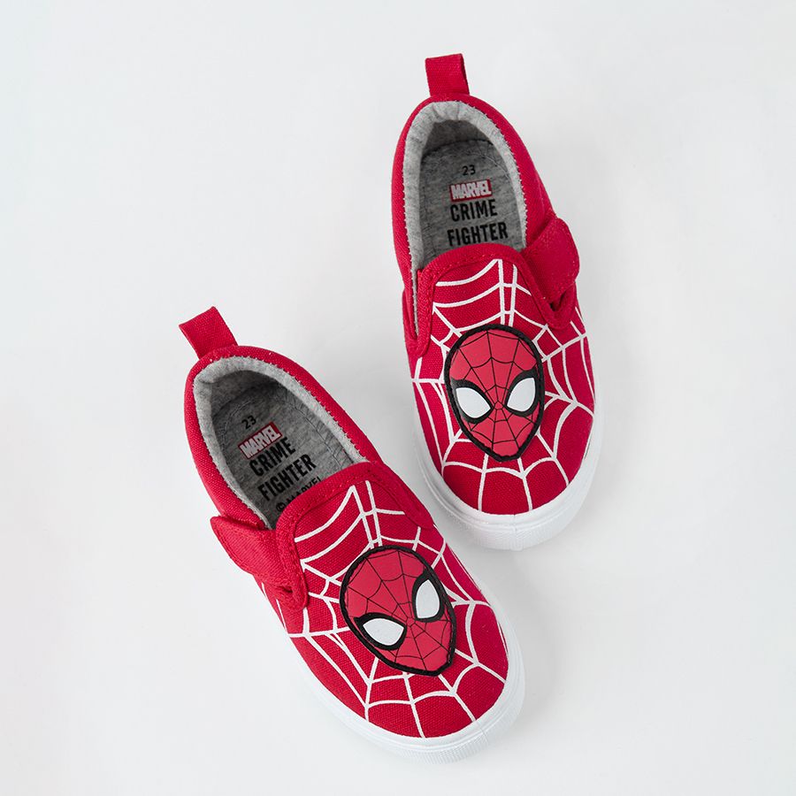 Παπούτσια κόκκινα με βέλκρο και στάμπα SPIDERMAN