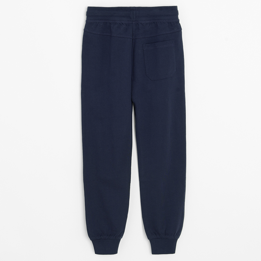 Navy blue pants with adjustable waist