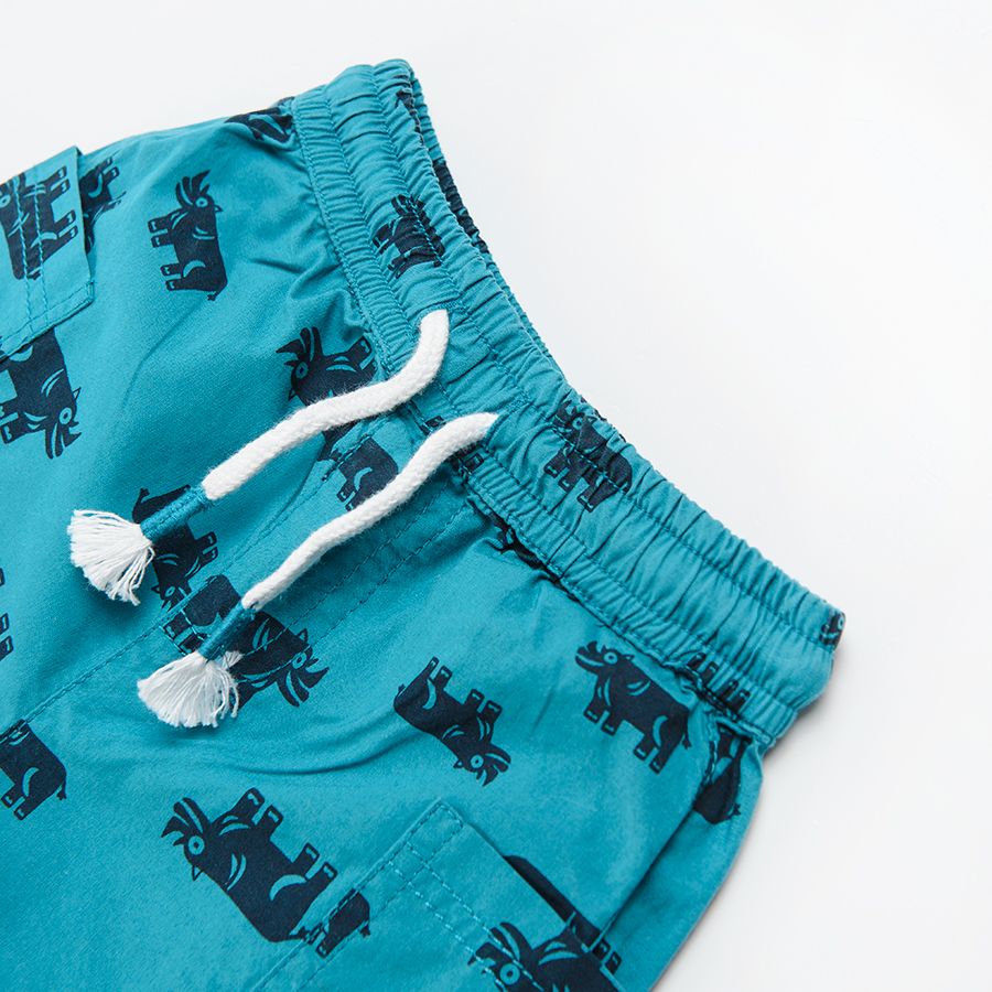 Shorts with cord and rino print