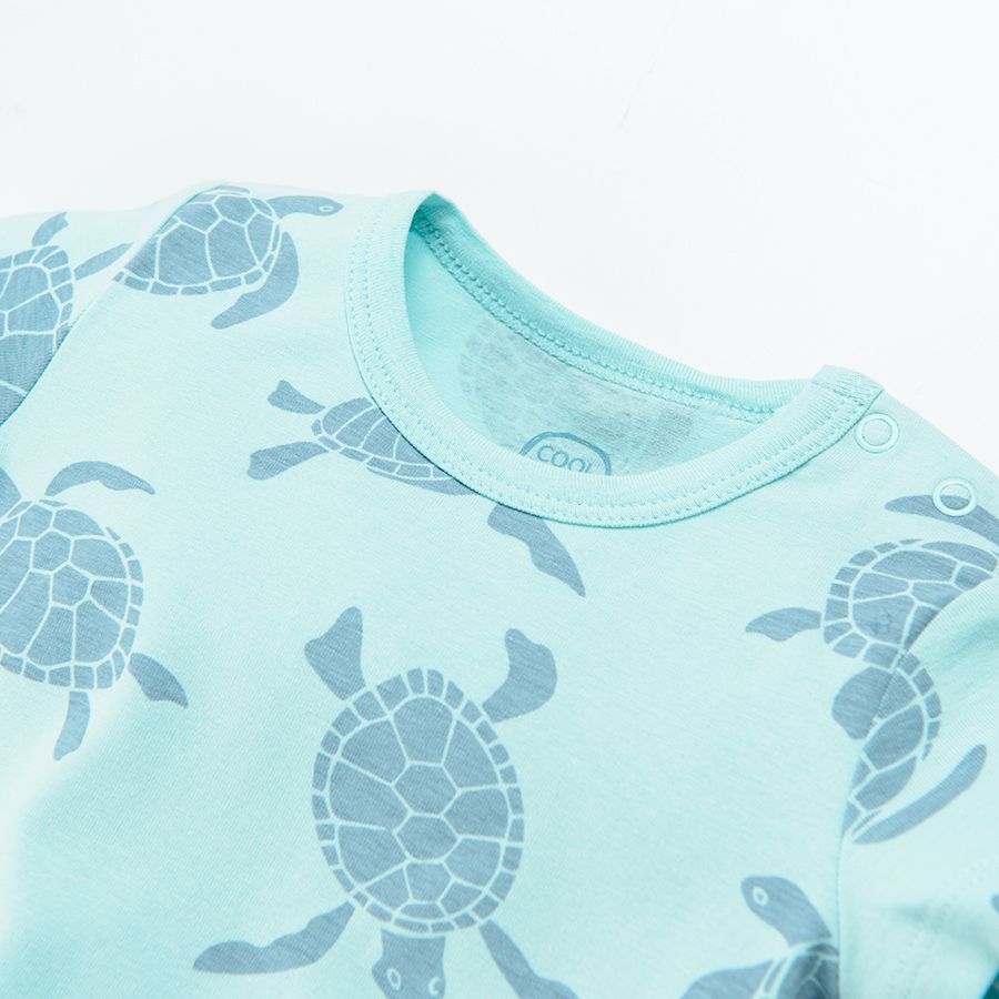 Short sleeve bodysuit with turtles print