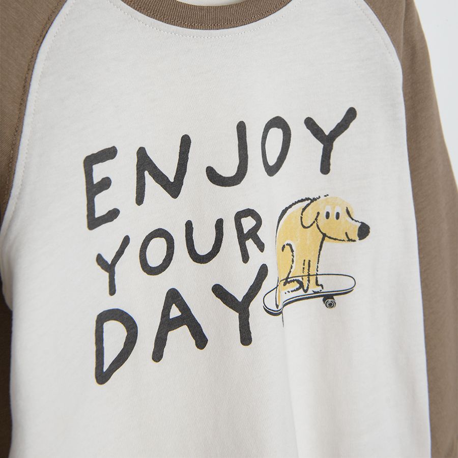 Μπλούζα μακρυμάνικη με στάμπα σκύλος "enjoy your day"