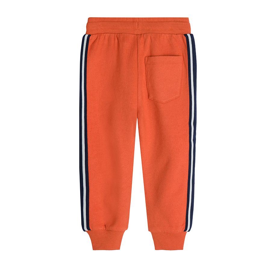 Orange and blue jogging pants with elastic wasitband and cord 2-pack