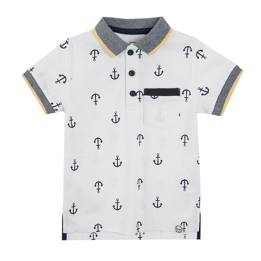 Polo short sleeve blouse with anchors print