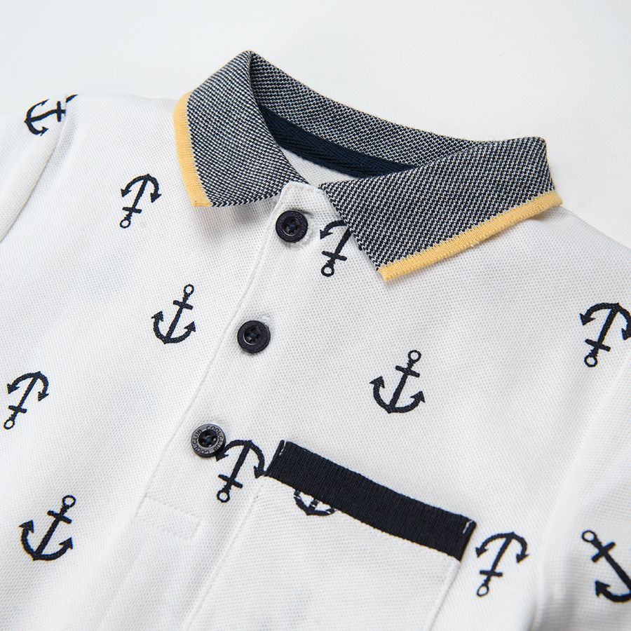 Polo short sleeve blouse with anchors print