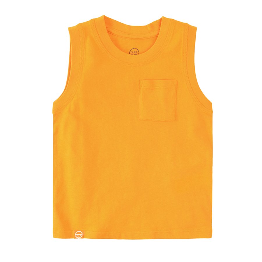 Yellow sleeveless blouse with chest pocket