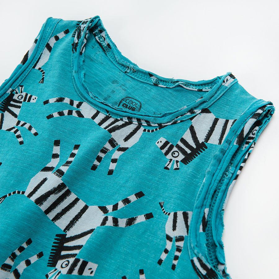 Sleeveless blouse with zebras print