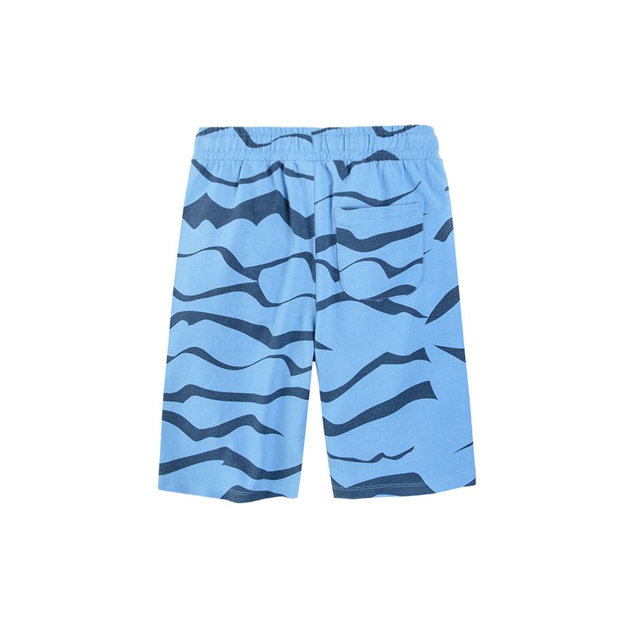 Blue shorts with cord and waves print