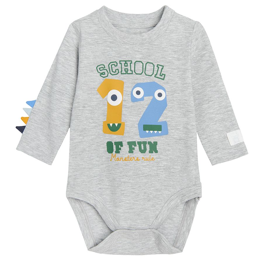 Grey melange long sleeve bodysuit