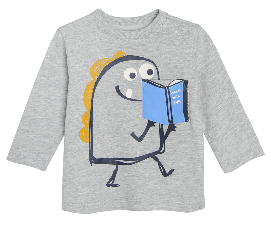 Grey melange long sleeve blouse