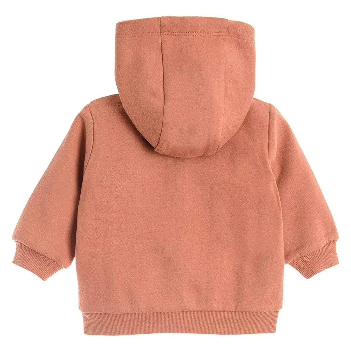 Ζακέτα με κουκούλα με επένδυση fleece και στάμπα κάστορας "Adventure seeker"