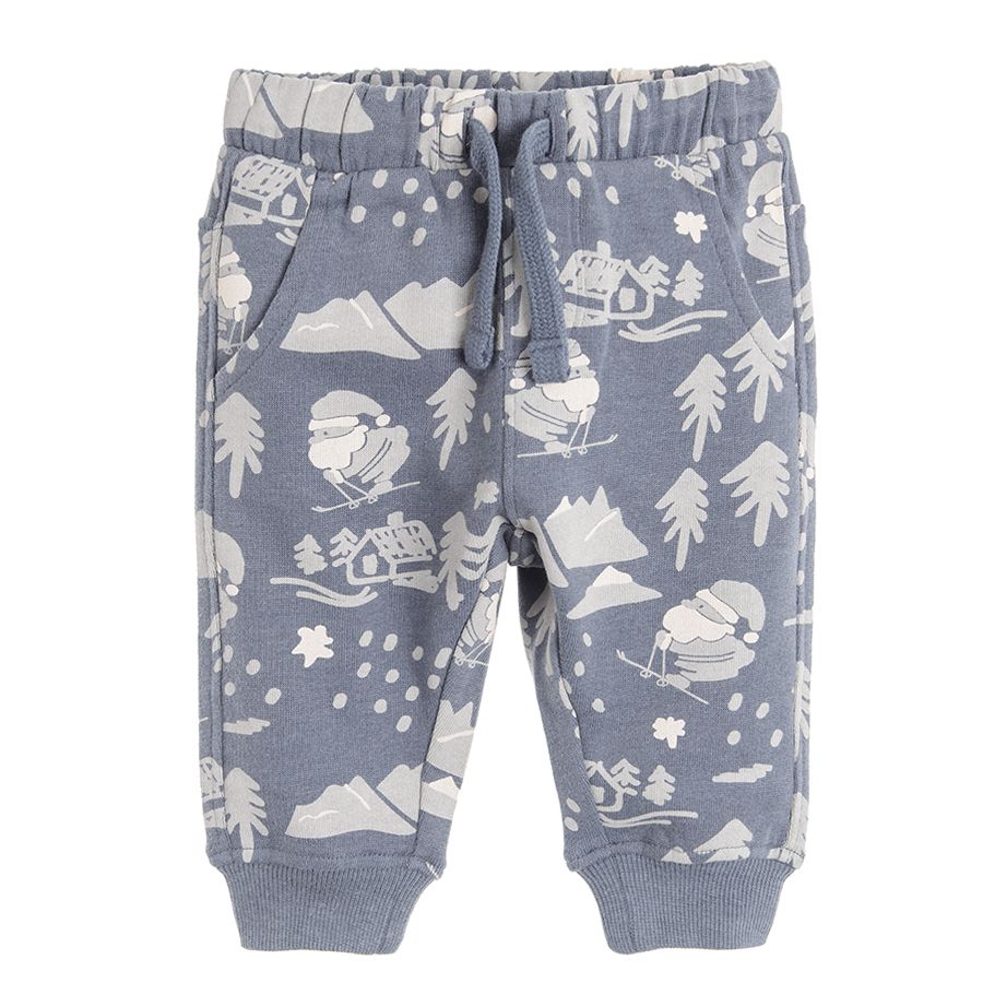 Blue melange jogging pants