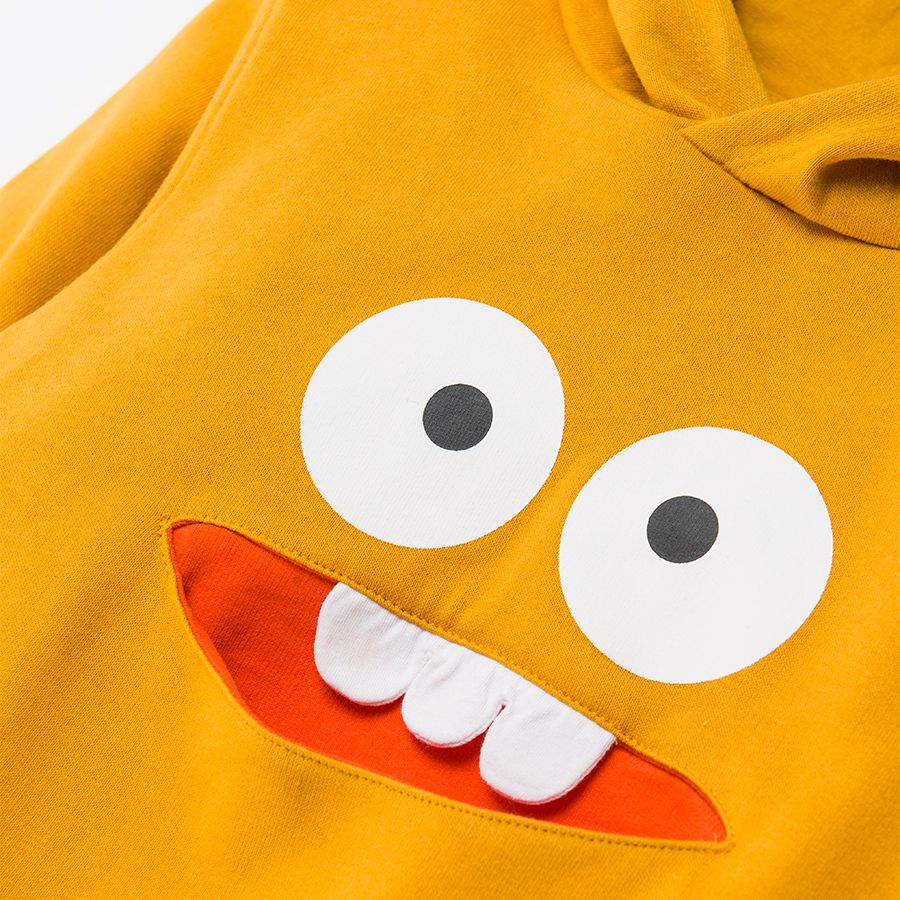 Orange monster hooded sweatshirt