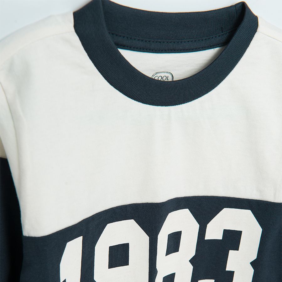 Μπλούζα μακρυμάνικη λευκό μπλε με στάμπα "1983"