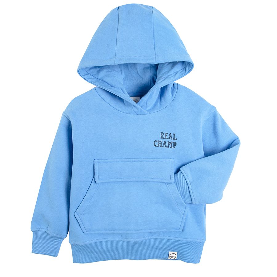 Blue hooded sweatshirt