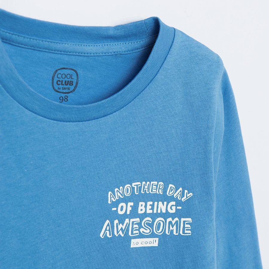 Μπλούζα μακρυμάνικη γαλάζια με στάμπα "another day of being awesome"