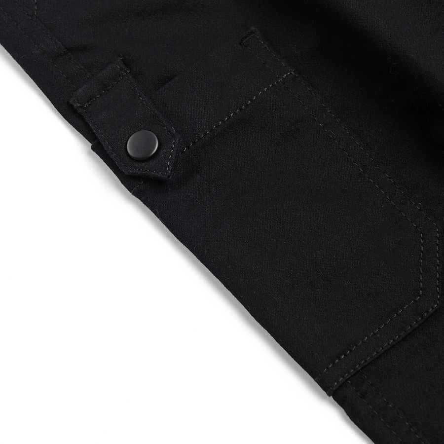 Παντελόνι υφασμάτινο μαύρο με τσέπες, λάστιχο και κορδόνι