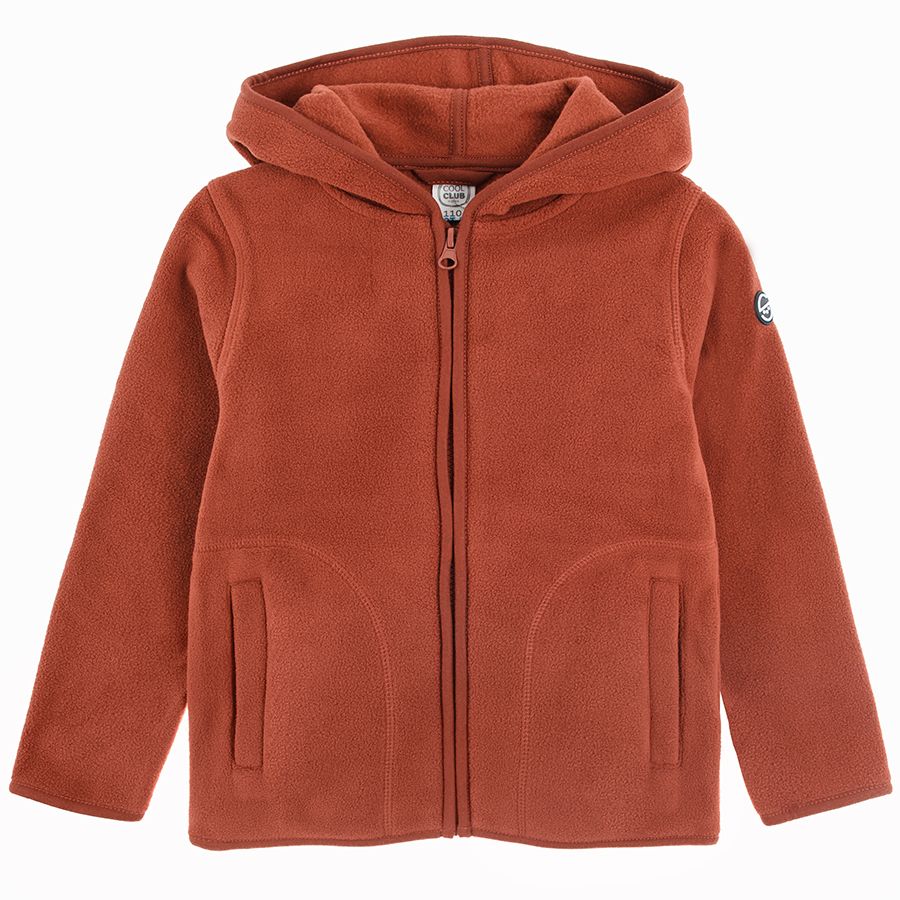 Brick hooded zip through sweatshirt