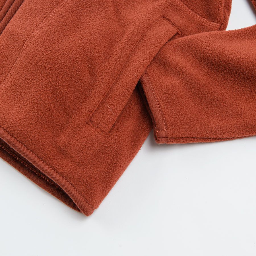 Brick hooded zip through sweatshirt