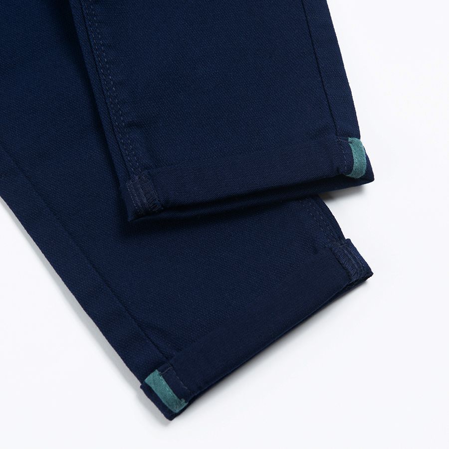 Παντελόνι υφασμάτινο σκούρο μπλε με τσέπες