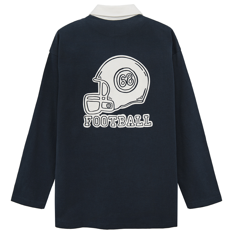 Polo navy blue long sleeve blouse