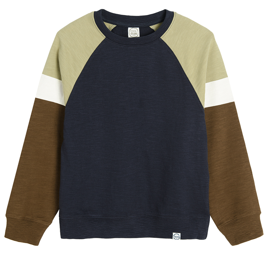 Brown blue long sleeve sweatshirt
