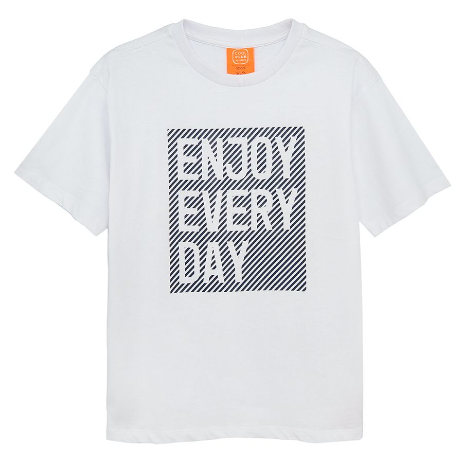 Σετ αθλητικό μπλούζα κοντομάνικη με στάμπα "Enjoy everyday" και σορτς