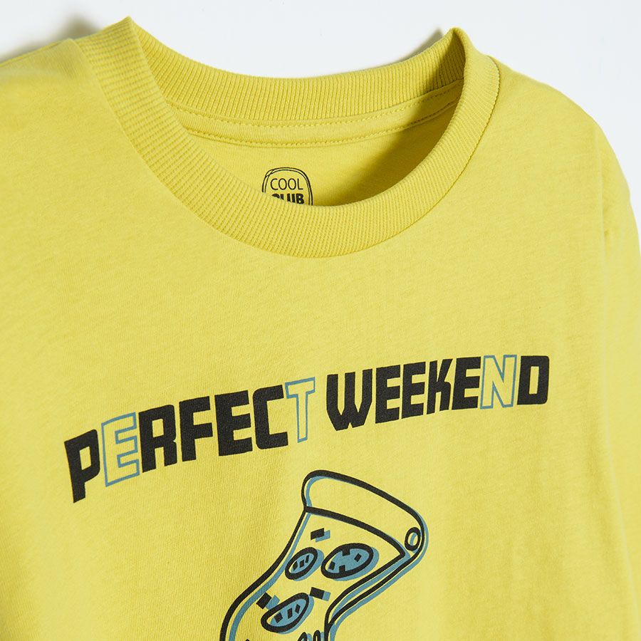 Μπλούζα μακρυμάνικη κίτρινη με στάμπα Perfect Weekend