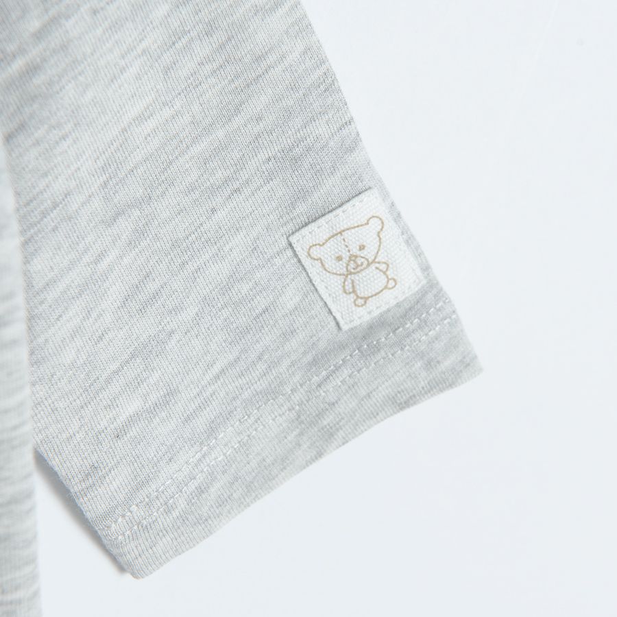 Grey melange long sleeve T-shirt with warm soup print