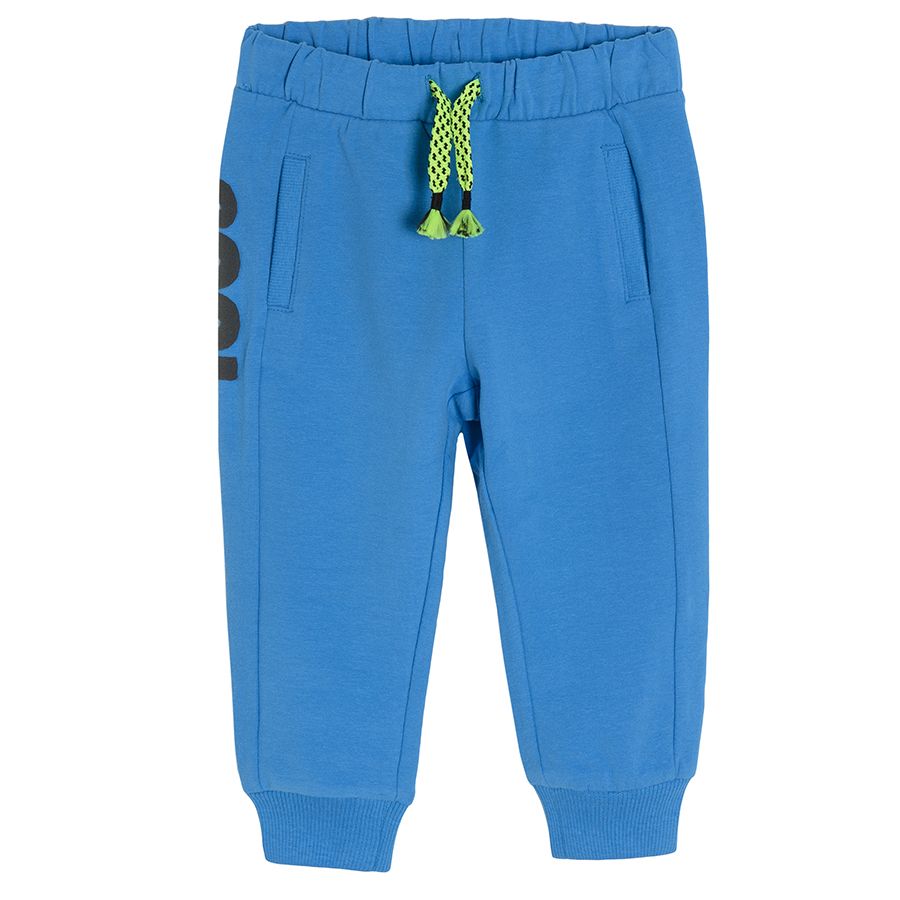 Blue jogging pants with adjustable waist